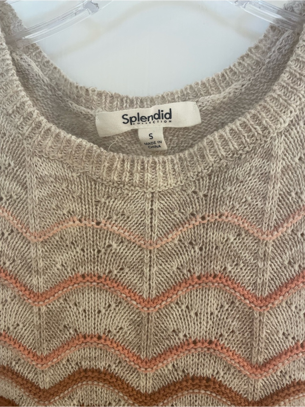 Splendid Cream Pink Crewneck Vest Tank Top